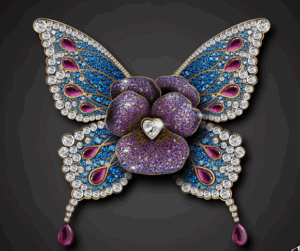 Jeweled butterfly with purple and blue accents
